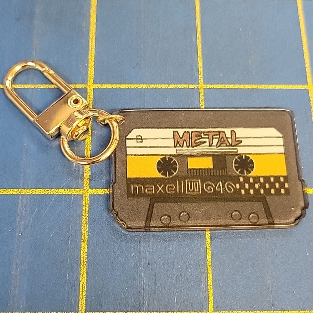 Retro Cassette Keychain - Black and Multicolor New